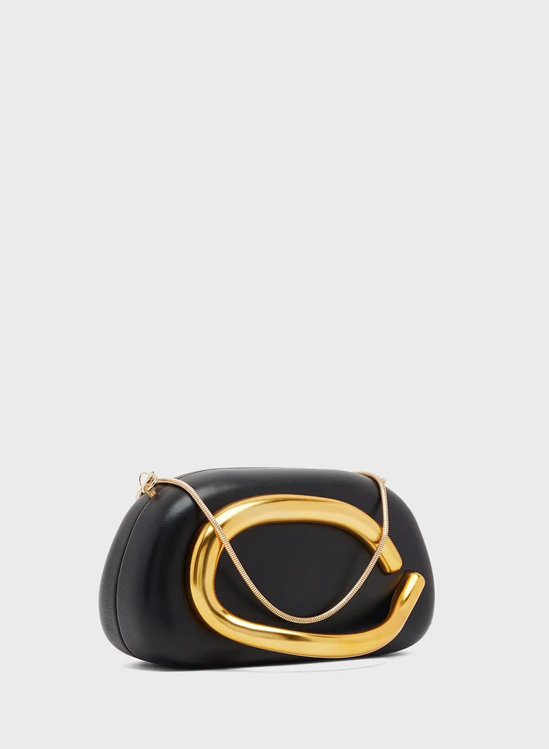 ELLA Gold Accent Statement Chain Clutch