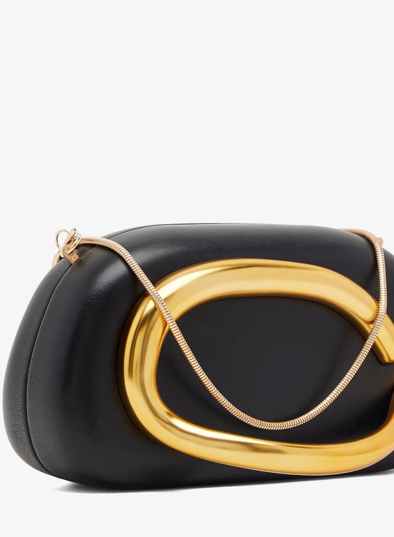 ELLA Gold Accent Statement Chain Clutch - Image 4