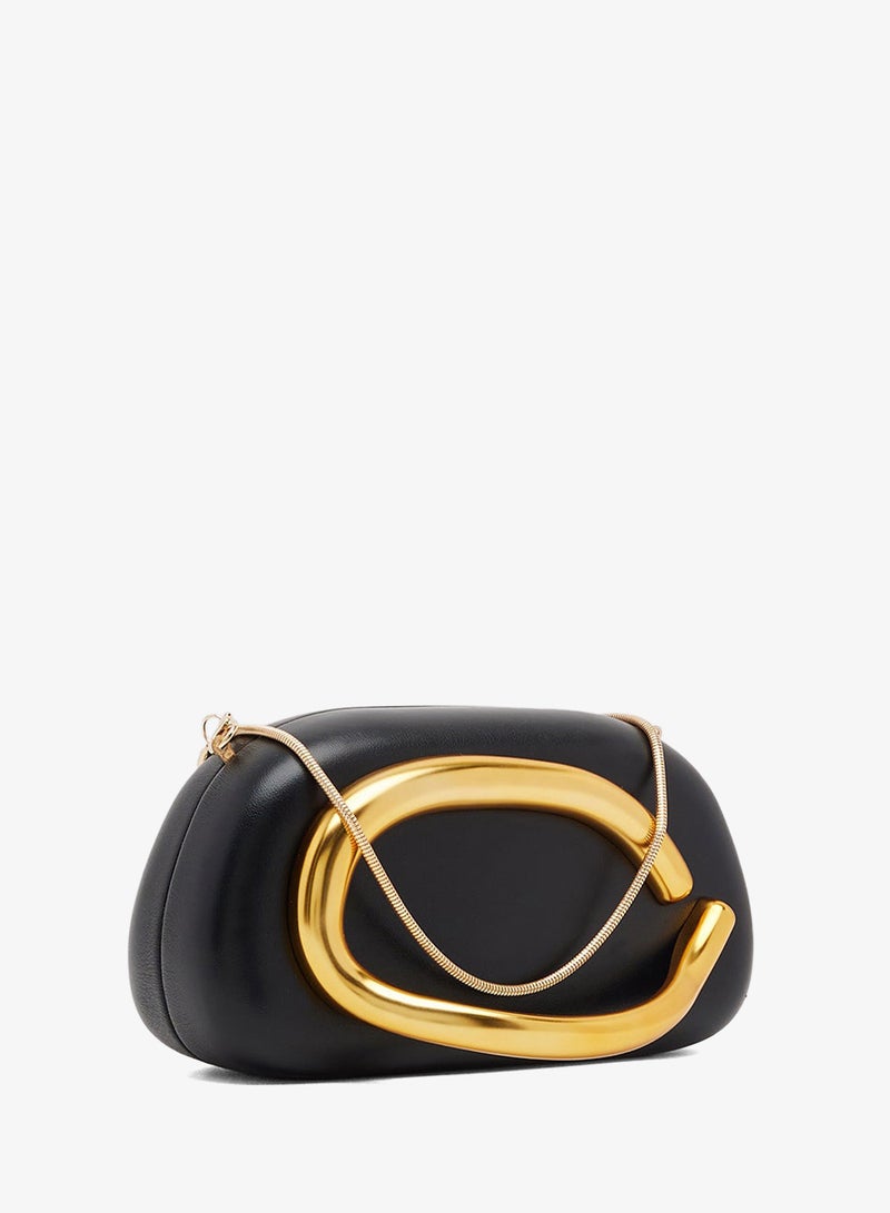 ELLA Gold Accent Statement Chain Clutch - Image 3