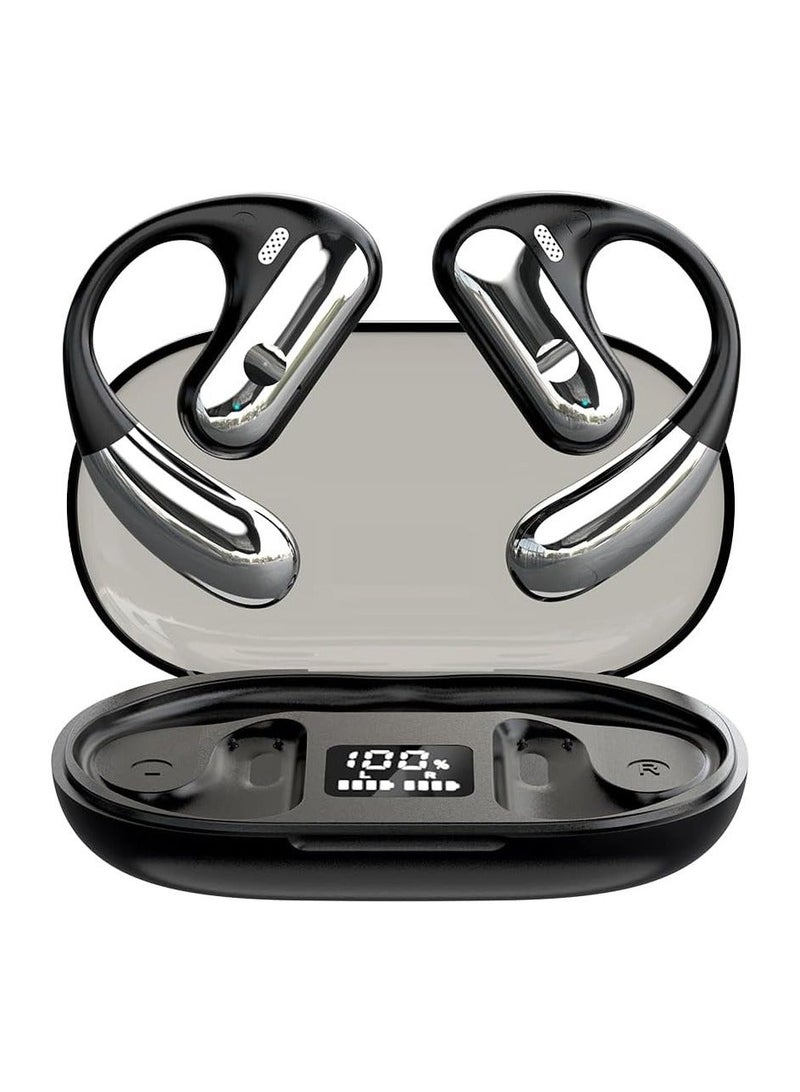 Y&D Open Ear Air Conduction Headphones, Wireless Bluetooth 40 Hours Playtime Sports Headphones with Earhooks, Digital Display Charging Case, for Driving Walking, Fit Iphone Android - Image 1