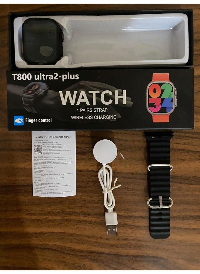 ساعة ذكية T800 ULTRA 2 Plus - مكالمات بلوتوث - مراقبة صحية - أسود