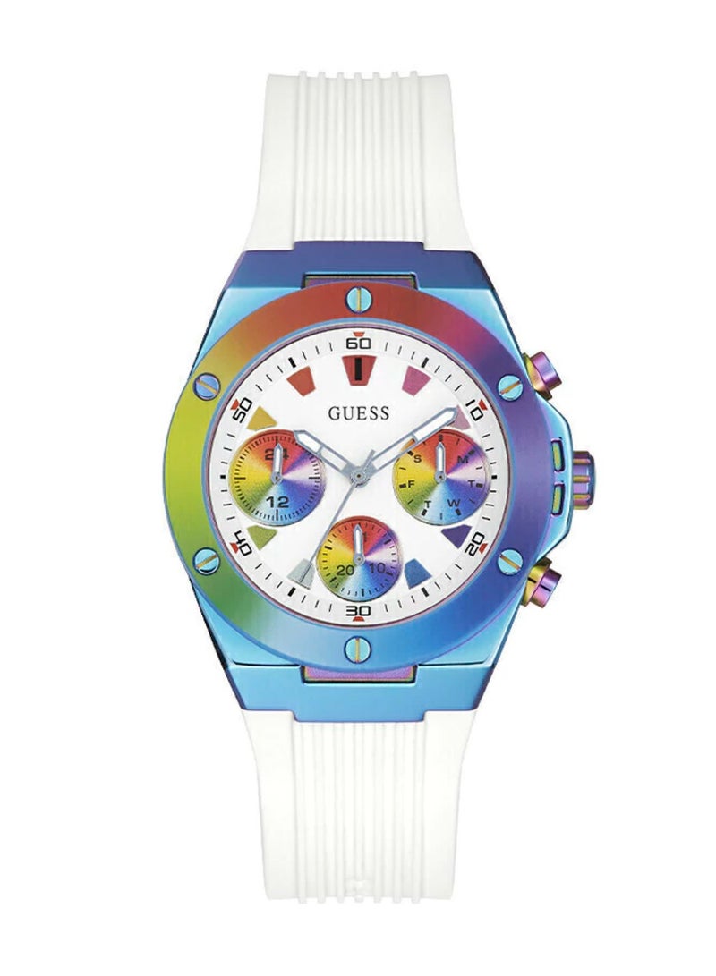 GUESS Women's Athena Analog Quartz White Silicone Band Watch GW0030L6 - 39mm - Image 1