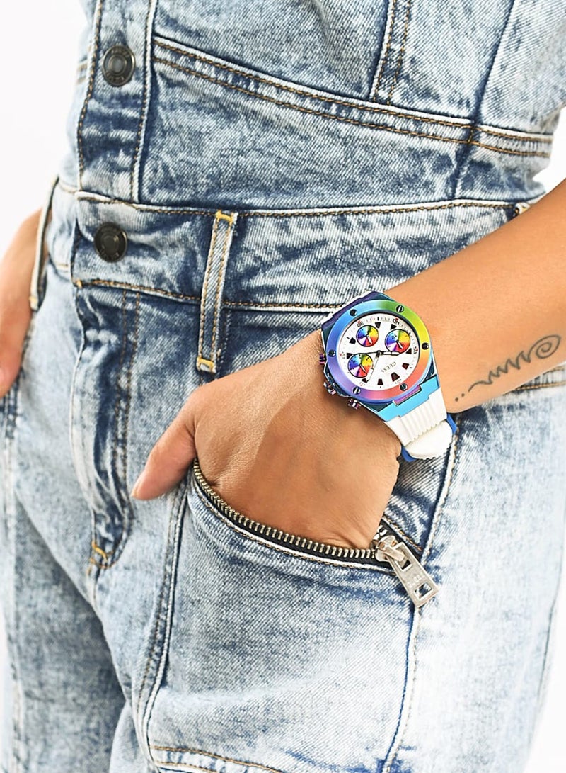 GUESS Women's Athena Analog Quartz White Silicone Band Watch GW0030L6 - 39mm - Image 4