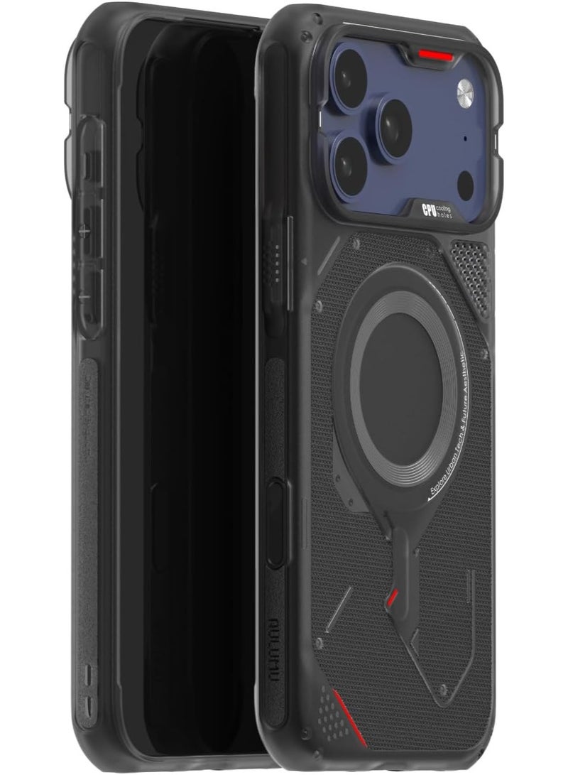 Aulumu A17 Rugged Case for iPhone 17 Pro Max | MagSafe Compatible | Integrated Drop Protection | Touch-Sensitive Buttons | Military-Grade Outdoor Design Black - Image 1