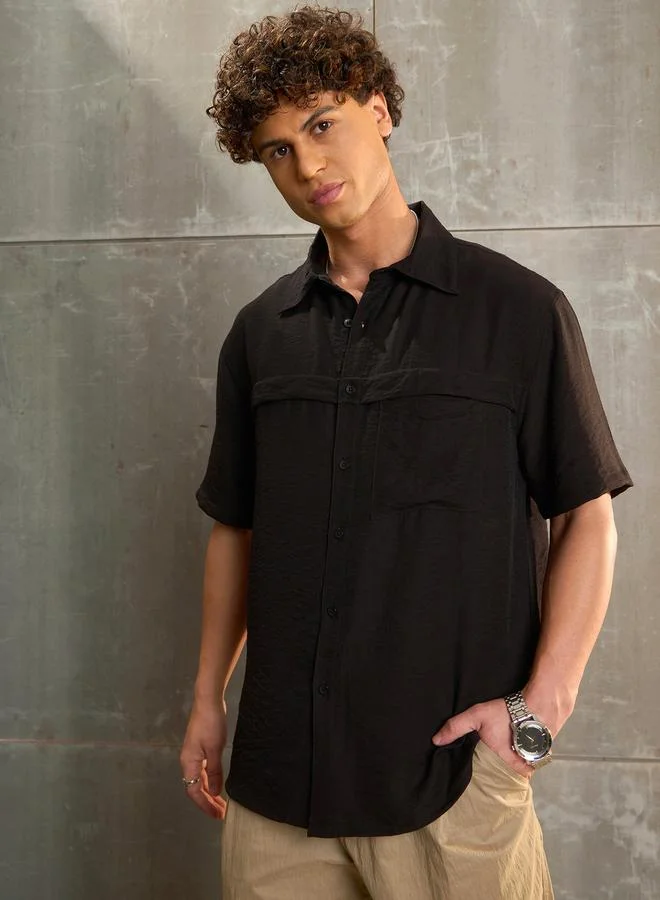SASSAFRAS Men Black Relaxed Fit Shirt