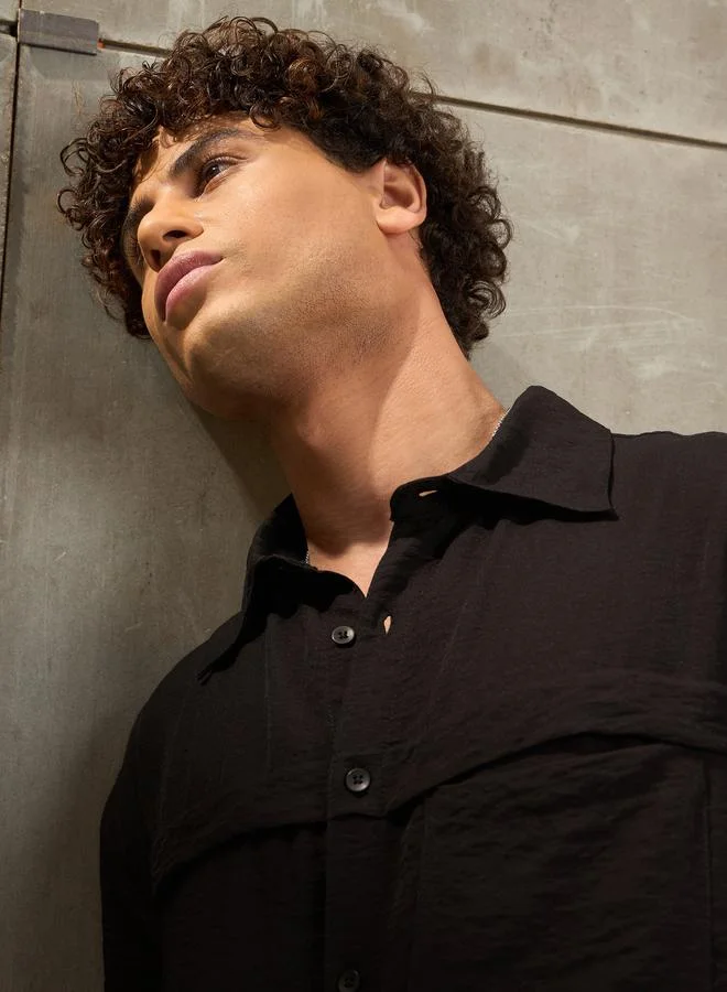 SASSAFRAS Men Black Relaxed Fit Shirt