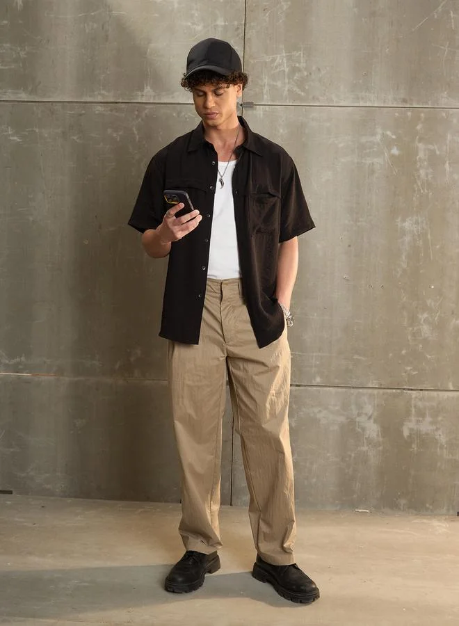 SASSAFRAS Men Black Relaxed Fit Shirt