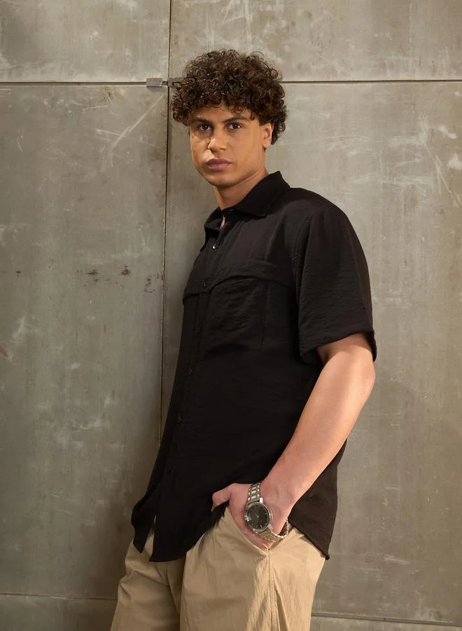 SASSAFRAS Men Black Relaxed Fit Shirt