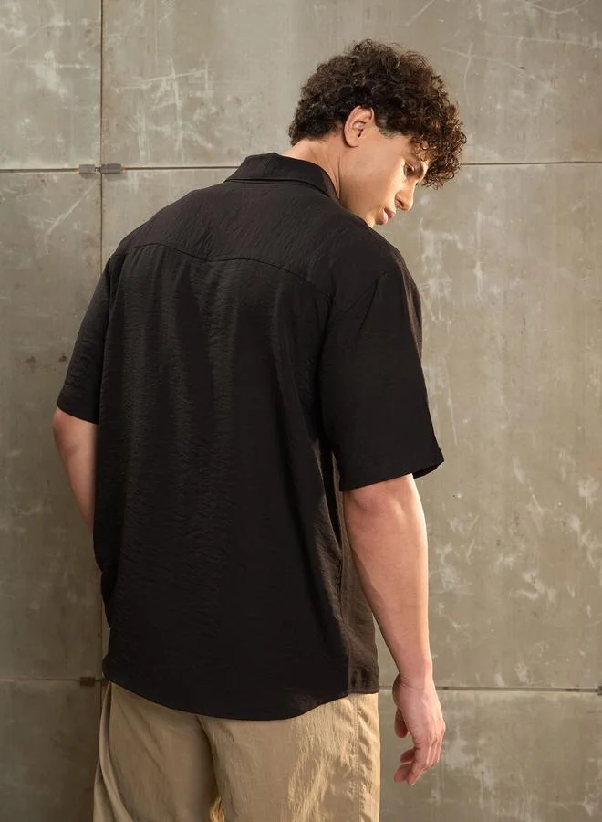 SASSAFRAS Men Black Relaxed Fit Shirt