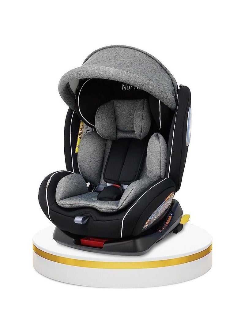 Nurtur Ultra Baby Kids 4in1 Car Seat  360  Rotation  ISOFIX  9Level Adjustable Headrest and Canopy  0 months to 12 years  Upto 36kg Official Nurtur Product - Image 1