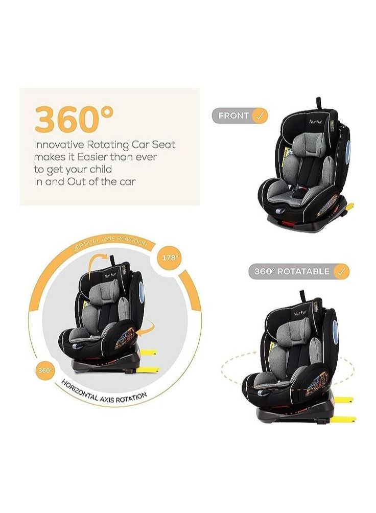 Nurtur Ultra Baby Kids 4in1 Car Seat  360  Rotation  ISOFIX  9Level Adjustable Headrest and Canopy  0 months to 12 years  Upto 36kg Official Nurtur Product - Image 3