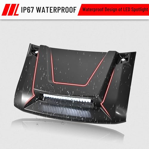 SAUTVS Sport Hood Scoop with LED Spotlight for Ranger XP 1000/Crew XP 1000 18-24, Hood Scoop with LED Auxiliary Light Kit for Polaris Ranger XP 1000/ Ranger 1000 XP Crew 2018-2024 Accessories - Image 3