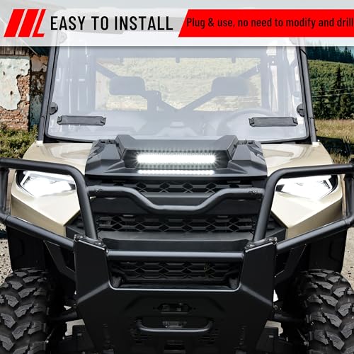 SAUTVS Sport Hood Scoop with LED Spotlight for Ranger XP 1000/Crew XP 1000 18-24, Hood Scoop with LED Auxiliary Light Kit for Polaris Ranger XP 1000/ Ranger 1000 XP Crew 2018-2024 Accessories - Image 4