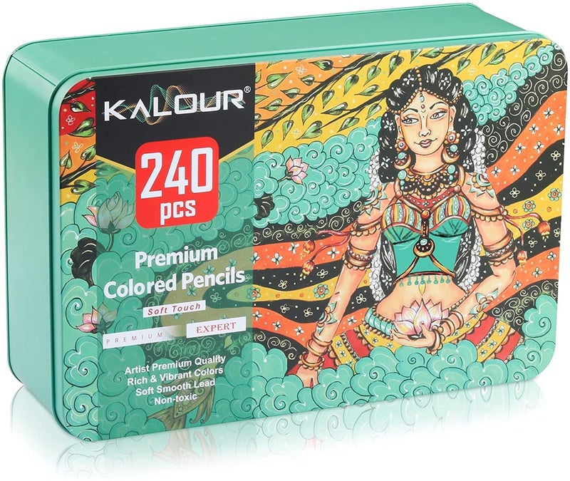 KALOUR Artists Premium Colour Pencil Set In Elegant Tin Box 240 Colour Pencil 3 Mm Soft Core Pencil Set Ink Multicolor - Image 2