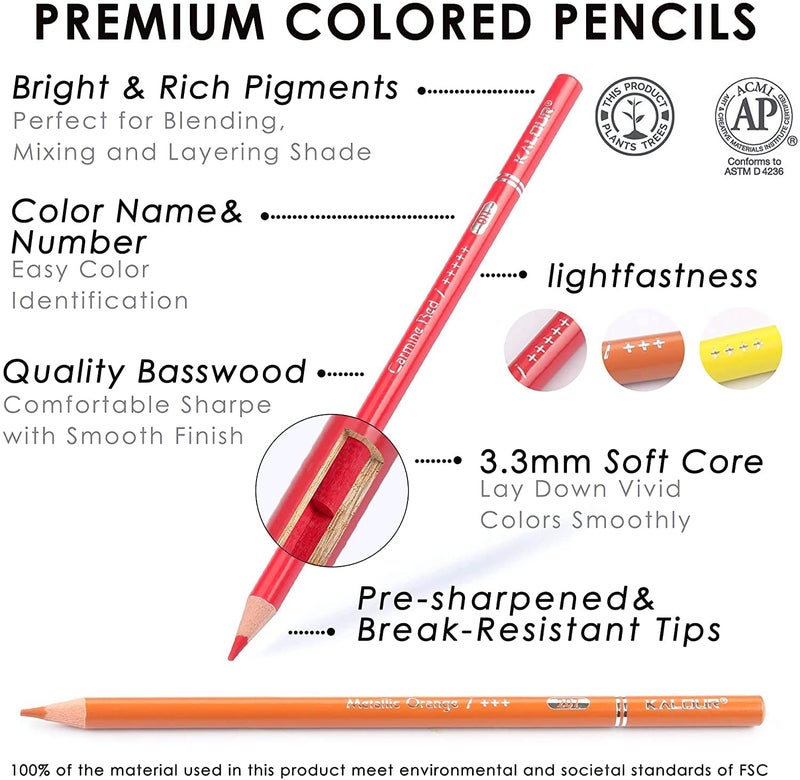 KALOUR Artists Premium Colour Pencil Set In Elegant Tin Box 240 Colour Pencil 3 Mm Soft Core Pencil Set Ink Multicolor - Image 4