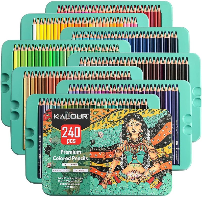 KALOUR Artists Premium Colour Pencil Set In Elegant Tin Box 240 Colour Pencil 3 Mm Soft Core Pencil Set Ink Multicolor - Image 1