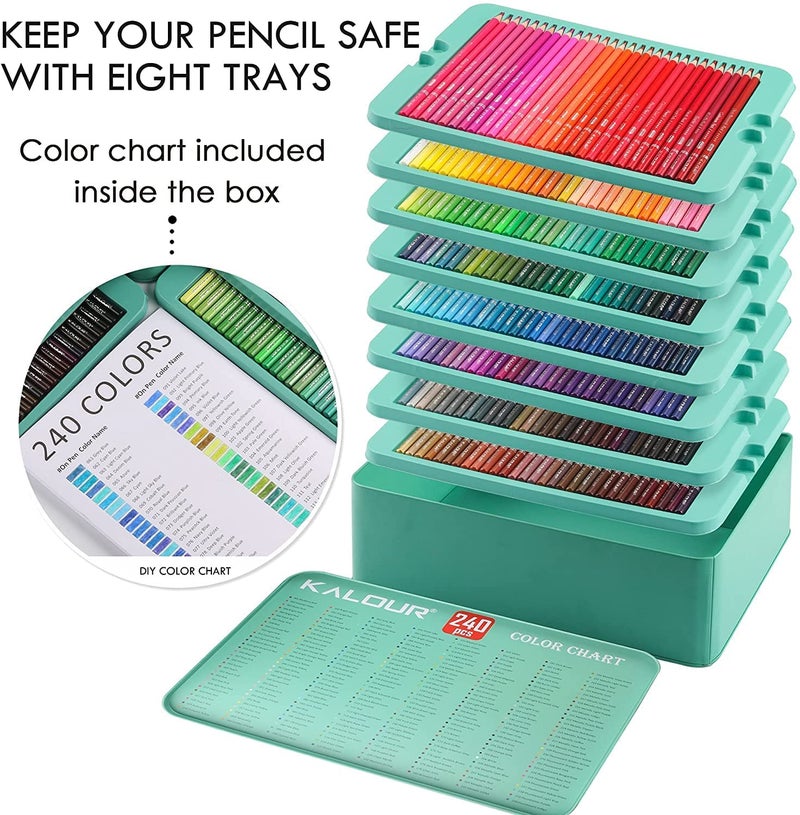 KALOUR Artists Premium Colour Pencil Set In Elegant Tin Box 240 Colour Pencil 3 Mm Soft Core Pencil Set Ink Multicolor - Image 3