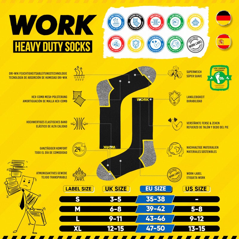 SOXCO WORK Socks for Men Crew Length Black Socks 6 Pairs, US 13-15 - Image 5