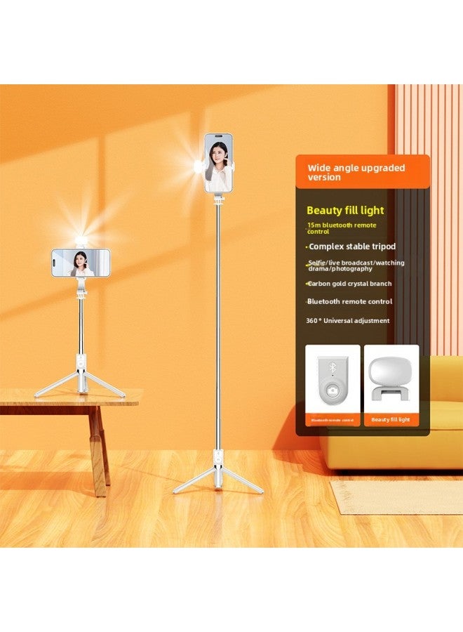 Loquat 2025 Selfie Stick Tripod Mobile Phone Camera Artifact 360 Degree Rotating Portable Travel Bluetooth Remote Control-Color:1.4m WhiteUpgraded Version 【integrated Folding + Upgraded Keel Tripod Support  - Image 1
