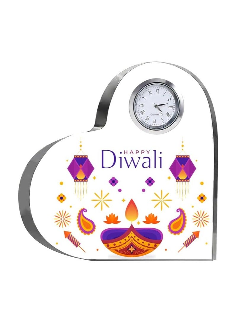 Diwali Special Heart-Shaped Crystal Clock Gift-Thoughtful Presents For Diwali Gifts For Your Friends And Family  - Image 1