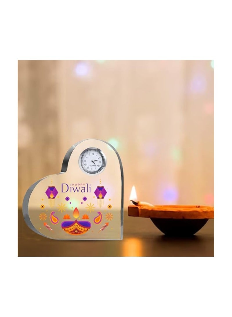 Diwali Special Heart-Shaped Crystal Clock Gift-Thoughtful Presents For Diwali Gifts For Your Friends And Family  - Image 2