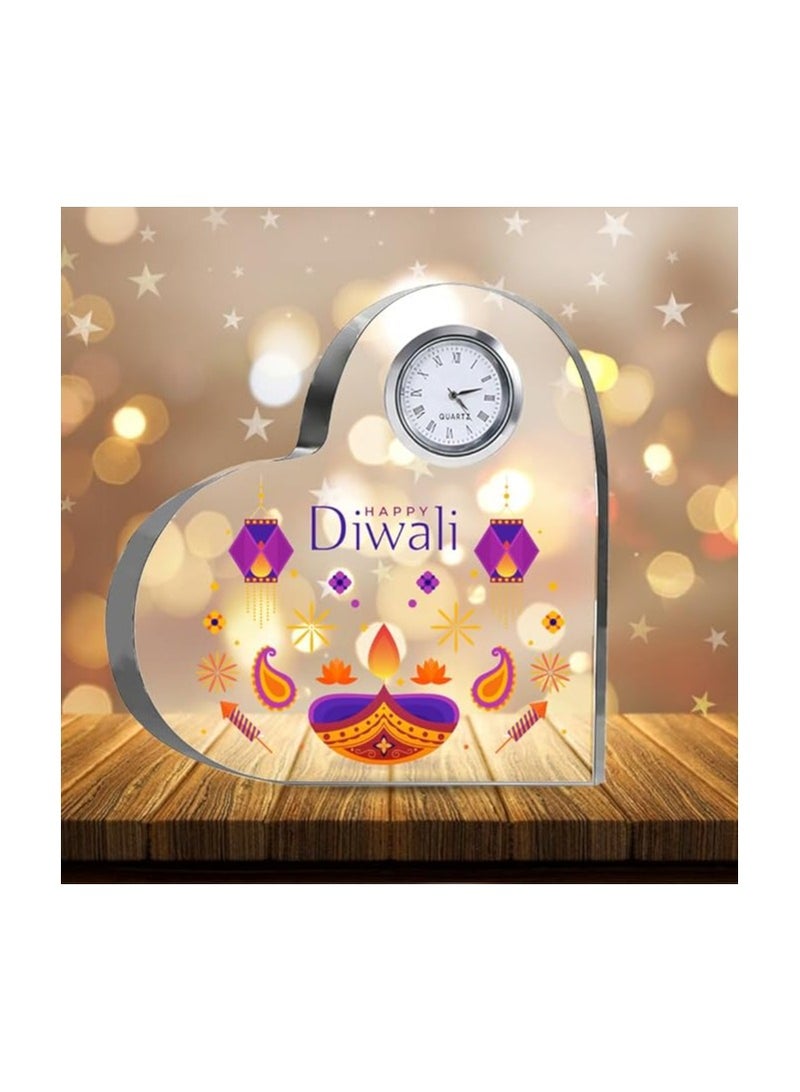 Diwali Special Heart-Shaped Crystal Clock Gift-Thoughtful Presents For Diwali Gifts For Your Friends And Family  - Image 3
