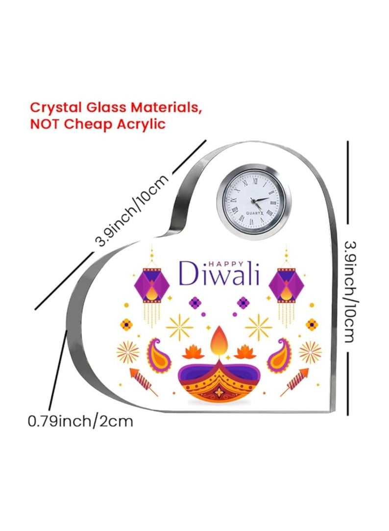 Diwali Special Heart-Shaped Crystal Clock Gift-Thoughtful Presents For Diwali Gifts For Your Friends And Family  - Image 4