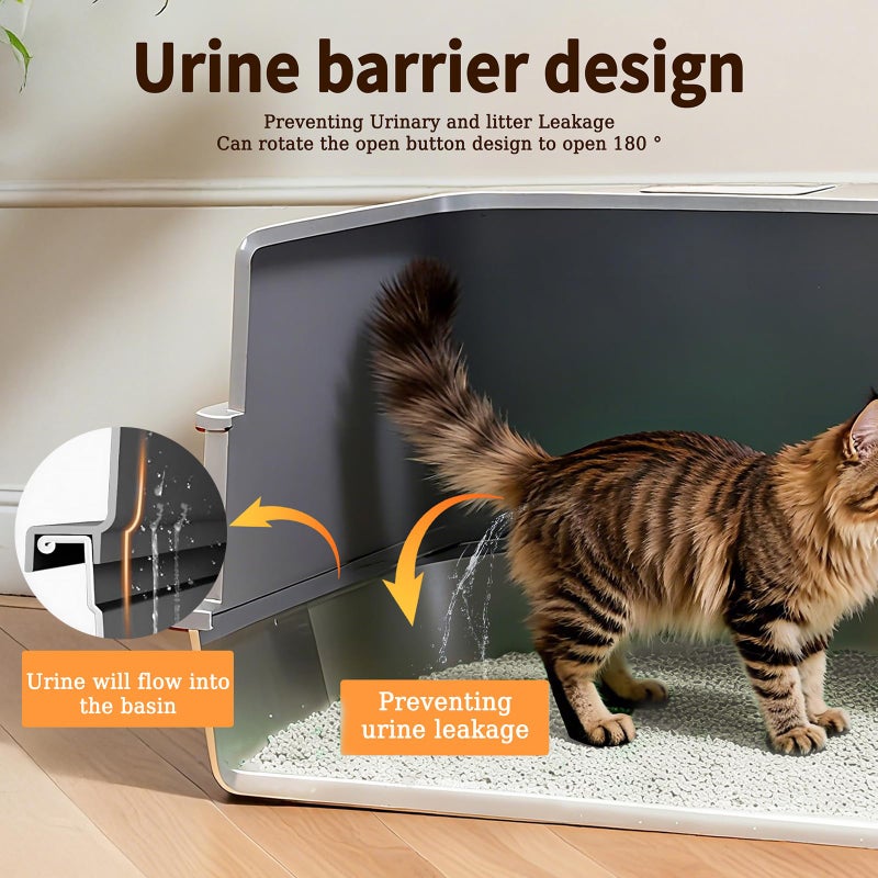 Ai-Fun Enclosed XXXXL Stainless Steel Litter Box, 28" L x 20" W x 17" H, Side Entry Extra Large Metal Cat Litter Box with Lid for Big & Multiple Cats, Removable Enclosure, Anti-Leakage,Easy to Clean - Image 5