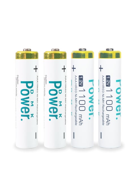 4 Pieces Rechargeable AAA Batteries 1100mAh High Capacity 1.2V NiMH Low Self Discharge for House hold devices toys remote