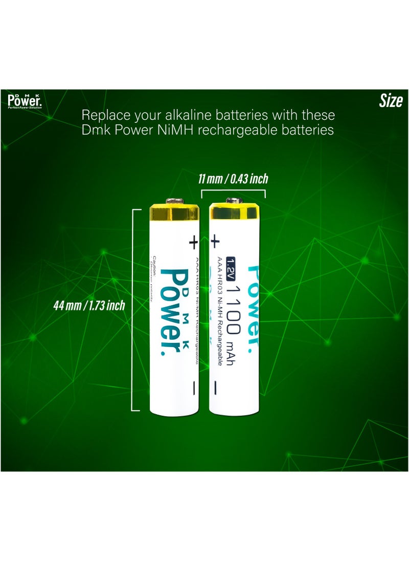 DMK Power - 4 Pieces Rechargeable AAA Batteries 1100mAh High Capacity 1.2V NiMH Low Self Discharge for House hold devices toys remote - Image 1