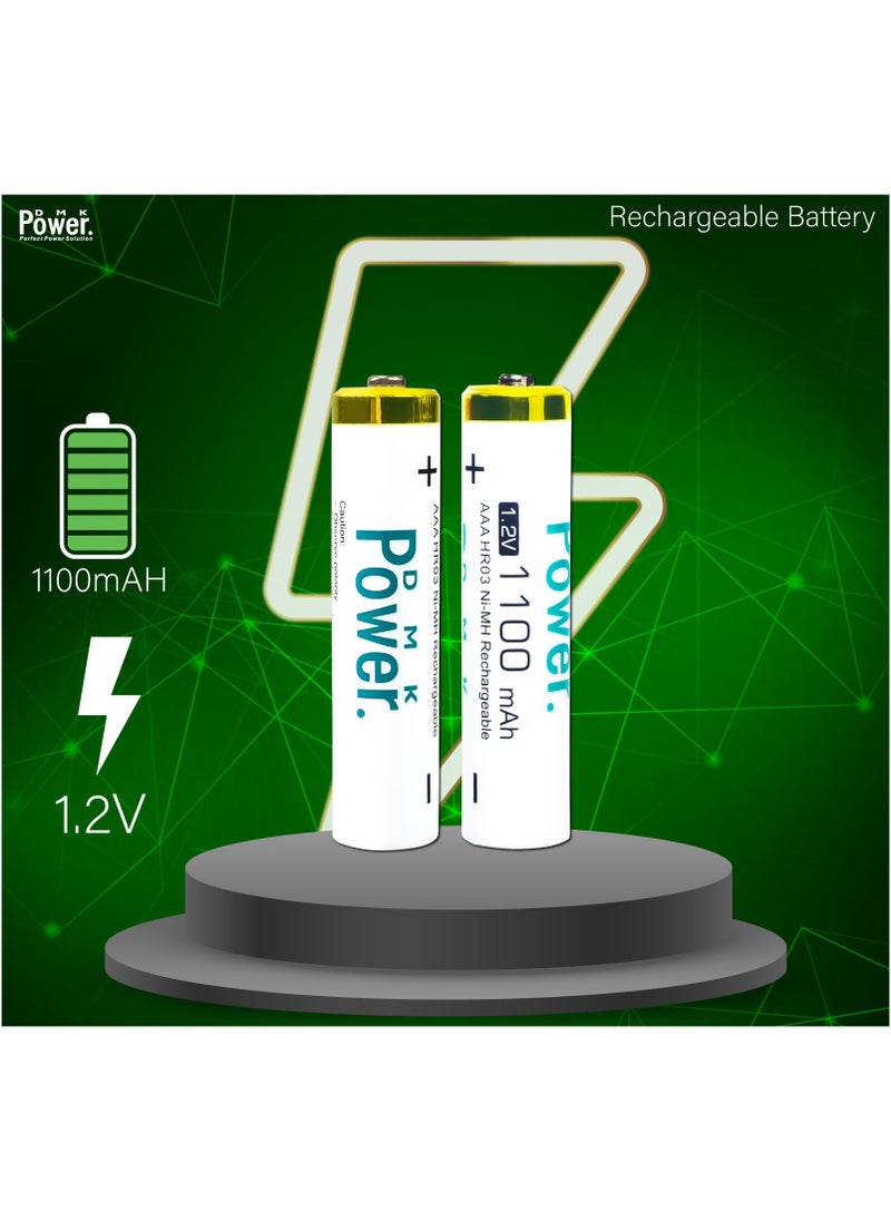 DMK Power - 4 Pieces Rechargeable AAA Batteries 1100mAh High Capacity 1.2V NiMH Low Self Discharge for House hold devices toys remote - Image 1