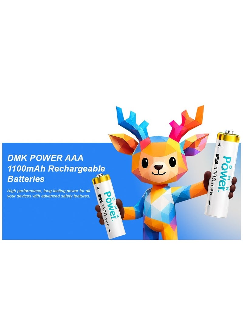 DMK Power 4 Pieces Rechargeable AAA Batteries 1100mAh High Capacity 1.2V NiMH Low Self Discharge for House hold devices toys remote - Image 1