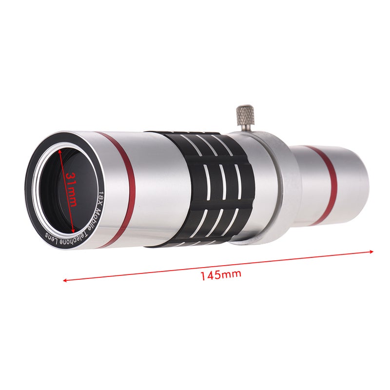 18X Optical Zoom Mobile Phone Telephoto Lens with Tripod for iPhone Samsung HTC Nokia Sony Silver - Image 4