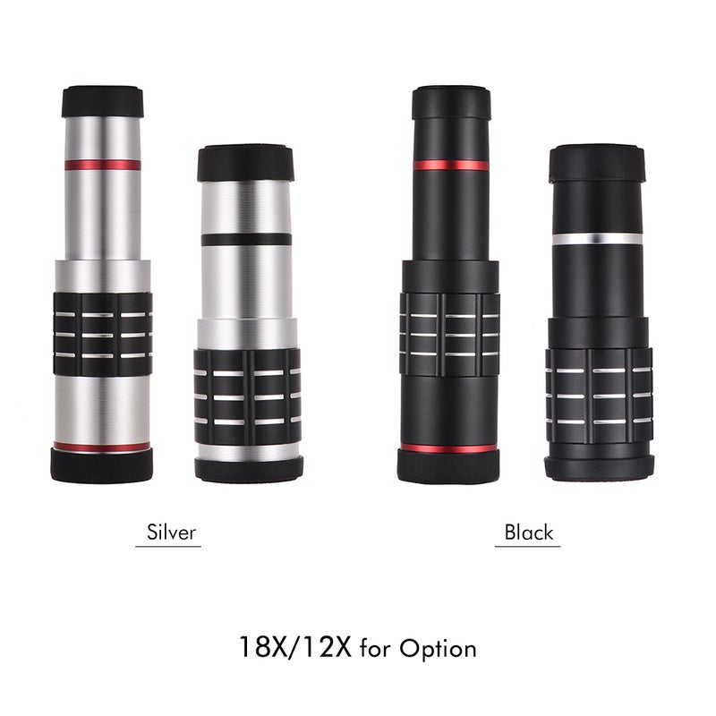 18X Optical Zoom Mobile Phone Telephoto Lens with Tripod for iPhone Samsung HTC Nokia Sony Silver - Image 3