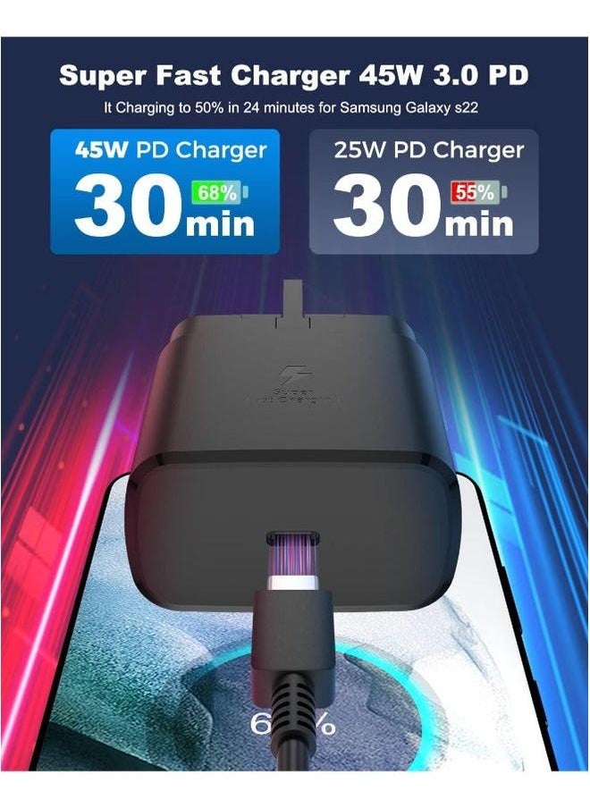 Fast charger for Samsung Galaxy, charger head with a 45-watt charging cable (high quality and performance) from Promas, S24 Ultra, S24 Plus, S24, S23 Ultra, S22 Ultra, , comes with a UCB C cable