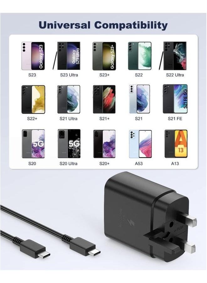 Fast charger for Samsung Galaxy, charger head with a 45-watt charging cable (high quality and performance) from Promas, S24 Ultra, S24 Plus, S24, S23 Ultra, S22 Ultra, , comes with a UCB C cable