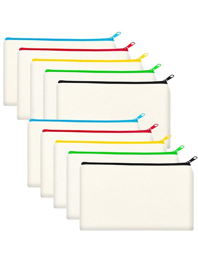 Generic 10 Pack Blank DIY Craft Bag Canvas Pen Case Blank Makeup Bags Canvas Pencil Bag Cotton Canvas Cosmetic Bag (Color Zipper)  - Image 1
