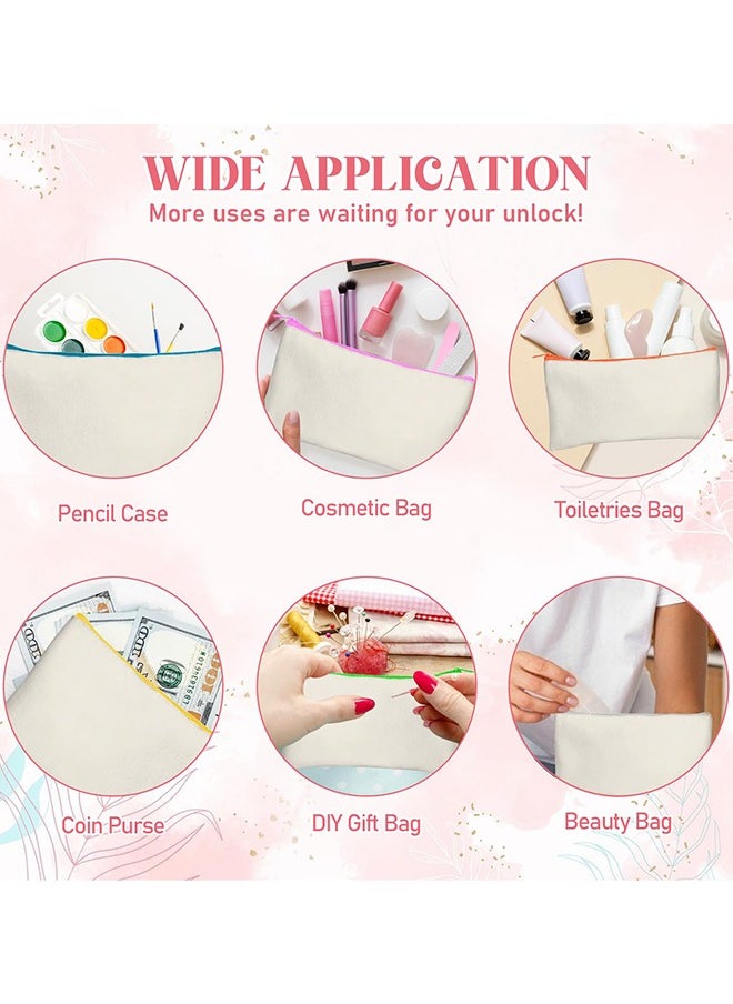 Generic 10 Pack Blank DIY Craft Bag Canvas Pen Case Blank Makeup Bags Canvas Pencil Bag Cotton Canvas Cosmetic Bag (Color Zipper)  - Image 5