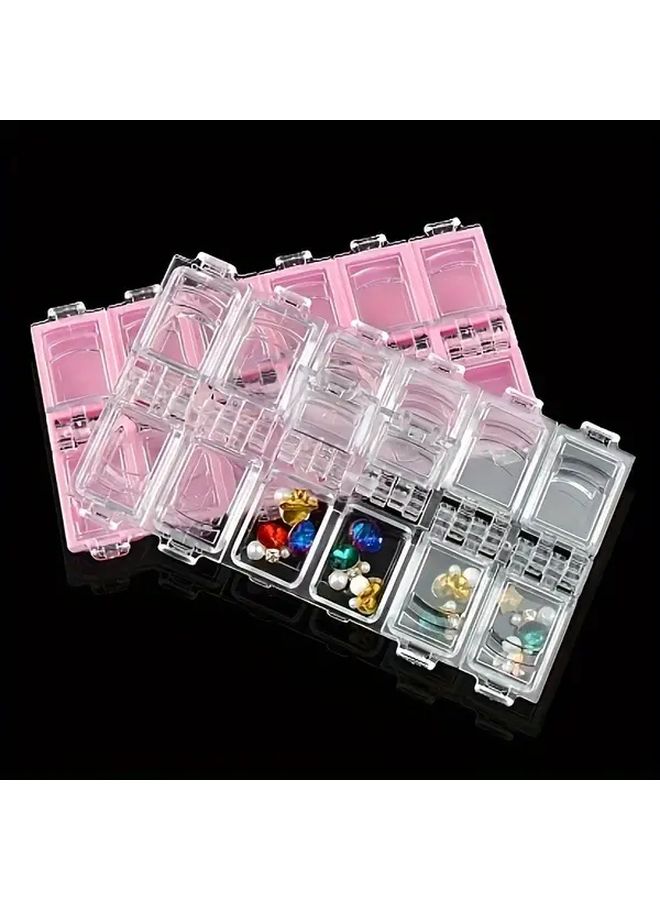 Pink Jewelry Box With Clear Lid Dust Proof Hypoallergenic Organizer For Beads Rhinestones Nail Art Tools - Image 2