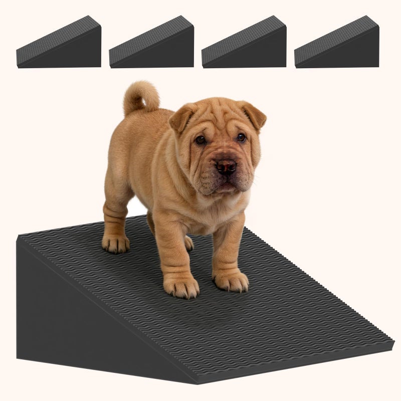 Coocure Dog Wedge Ramp for Stairs/Staircases, Portable & Lightweight Pet Ramp with Non-Slip Surface for Small Size Dogs Cats, Low Angled Dog Ramp for Elderly & Injured Pets (100LBS Capacity, 2Pack) - Image 1