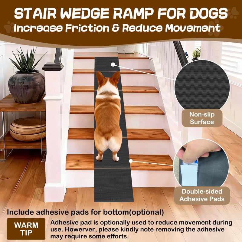 Coocure Dog Wedge Ramp for Stairs/Staircases, Portable & Lightweight Pet Ramp with Non-Slip Surface for Small Size Dogs Cats, Low Angled Dog Ramp for Elderly & Injured Pets (100LBS Capacity, 2Pack) - Image 3