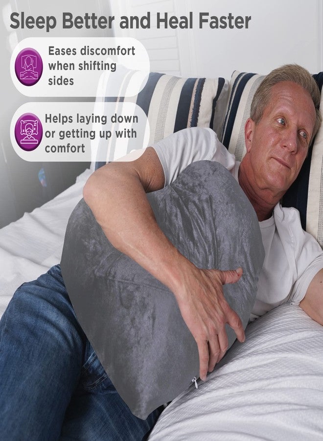 Zomaple Open Heart Surgery Pillow + Gel Pack, Grey - Eases Chest Pressure for Calmer Rides & Rest - Hot/Cold Comfort, Torso Support, Cover Included - Gift-Ready Heart Pillow for After Heart Surgery - Image 5