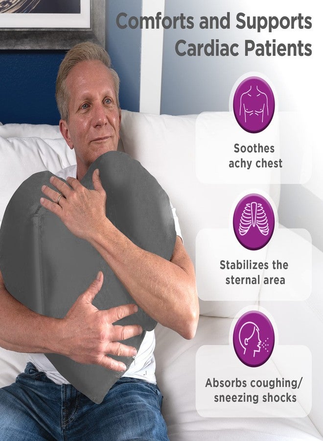 Zomaple Open Heart Surgery Pillow + Gel Pack, Grey - Eases Chest Pressure for Calmer Rides & Rest - Hot/Cold Comfort, Torso Support, Cover Included - Gift-Ready Heart Pillow for After Heart Surgery - Image 4