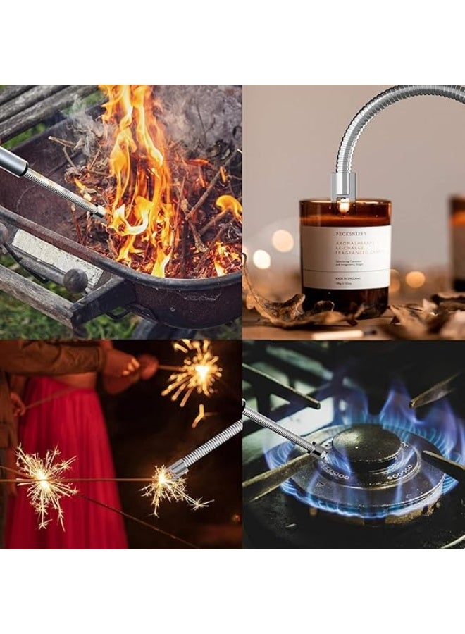 ولاعة بوتجاز وشموع الكترونيه،و قوس مع إمكانية شحن بمنفذ USB، مقاومة للرياح بلا لهب، شاشة LED تعمل بالبطارية، مفتاح أمان، دوران 360 درجة للعلاج العطري والشموع والشواء متعدده الالوان - Image 3