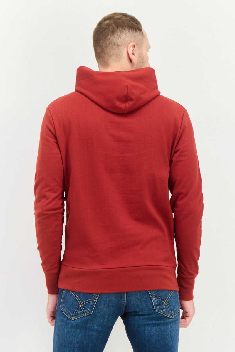 KANGOL Men Hooded Long Sleeves Brand Logo Sweatshirt, Dark Red - Image 3
