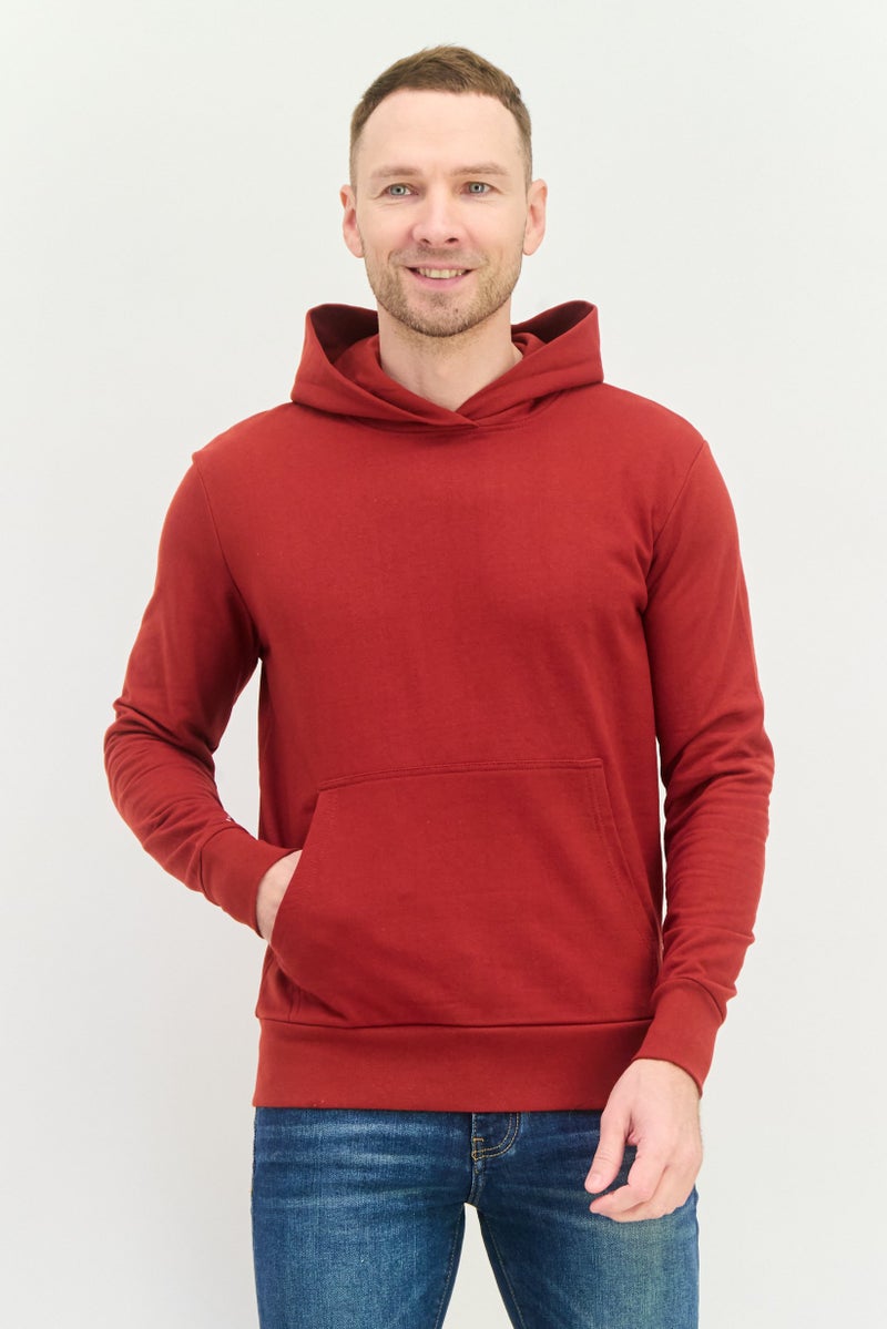 KANGOL Men Hooded Long Sleeves Brand Logo Sweatshirt, Dark Red - Image 1