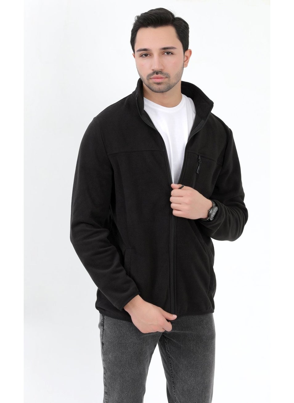 Men's Stand Collar Polar Black Pocket Detailed Zippered Soft Texture - 6019 - pzsku/ZAF3D611CA86C4FDE50CDZ/45/_/1735114006/0de457bf-d77a-4a23-93a5-4cb496341d69