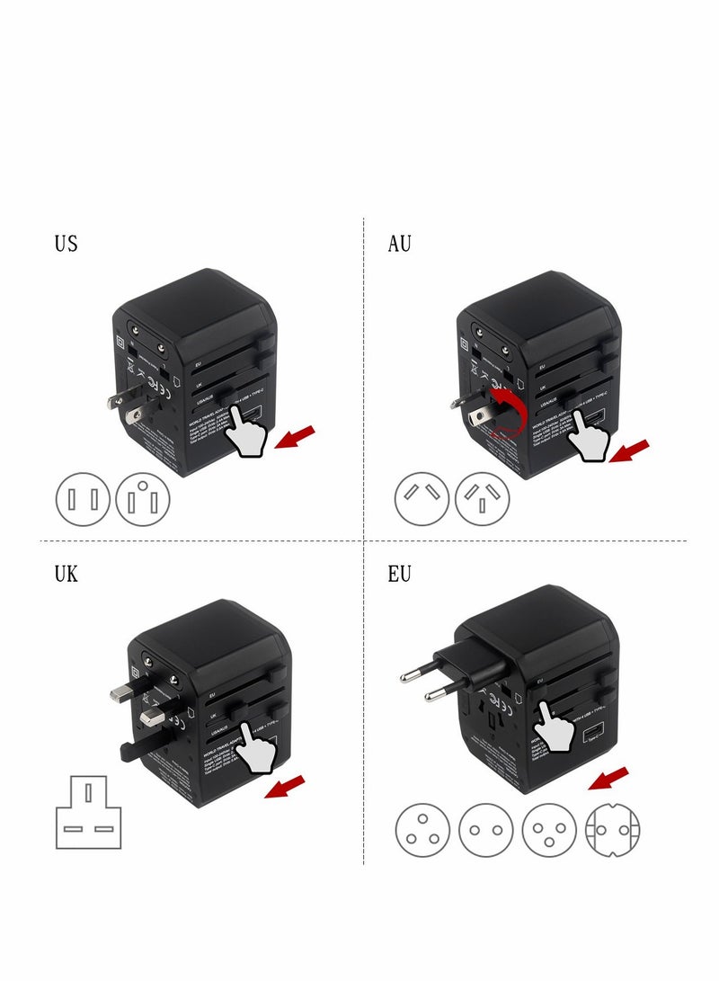 European Travel Plug Adapter Worldwide Travel Adapter 4 USB Ports with 5.6A High Speed Charger and 1 3.0A Type C International Wall Charger All in One Universal Adaptor - Image 3