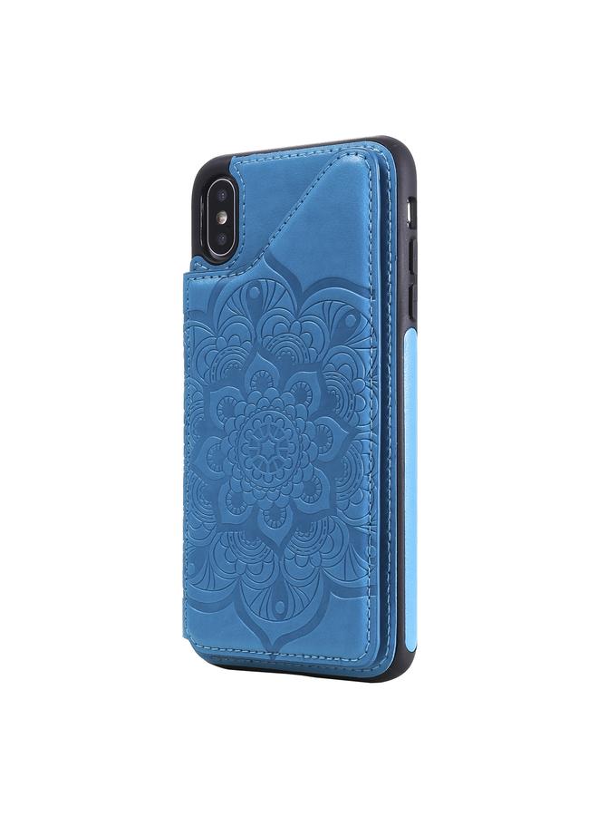 اس-توب جراب لهاتف iPhone XS Max بنقشة زهور، جراب واقٍ مقاوم للصدمات مع حامل وفتحات للبطاقات وإطار للصور - Image 2