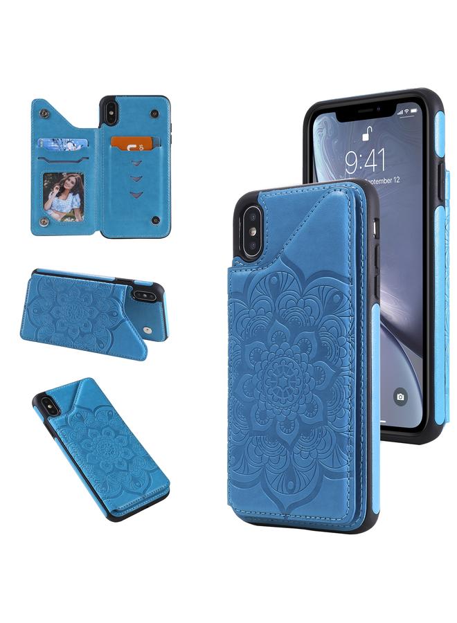 اس-توب جراب لهاتف iPhone XS Max بنقشة زهور، جراب واقٍ مقاوم للصدمات مع حامل وفتحات للبطاقات وإطار للصور - Image 1